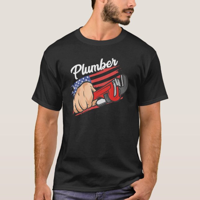 Camiseta US American Flag Plumber Pipefitter Patriotic P (Frente)