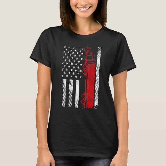 Camiseta US American Flag Semi Truck Driver 18 Wheeler Truc (Frente)