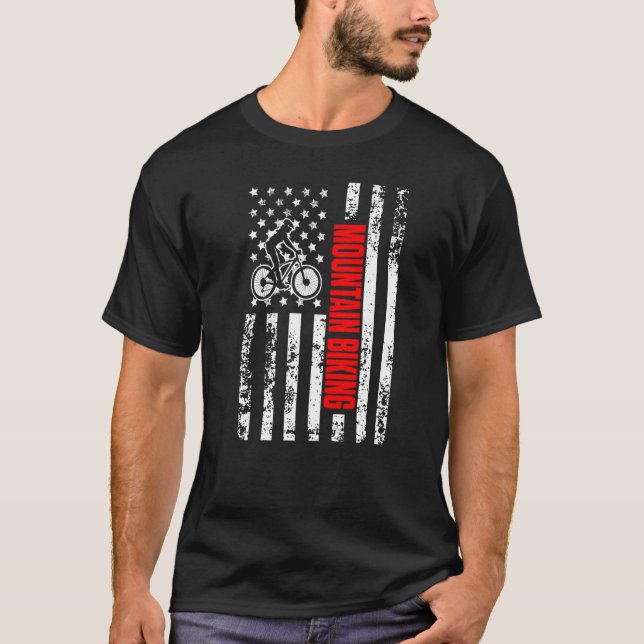 Camiseta US American Flag Sports Patriotic Downhill Mountai (Frente)