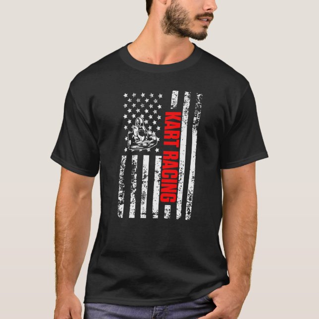 Camiseta US American Flag Sports Patriotic Go Kart Racing P (Frente)