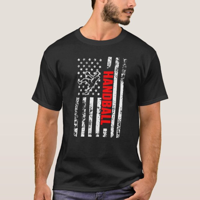 Camiseta US American Flag Sports Patriotic Handball Premium (Frente)