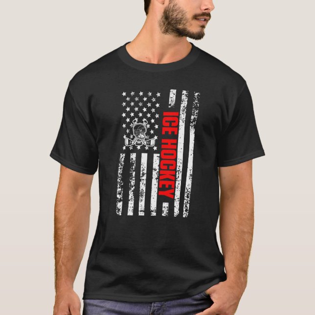 Camiseta US American Flag Sports Patriotic Ice Hockey Premi (Frente)