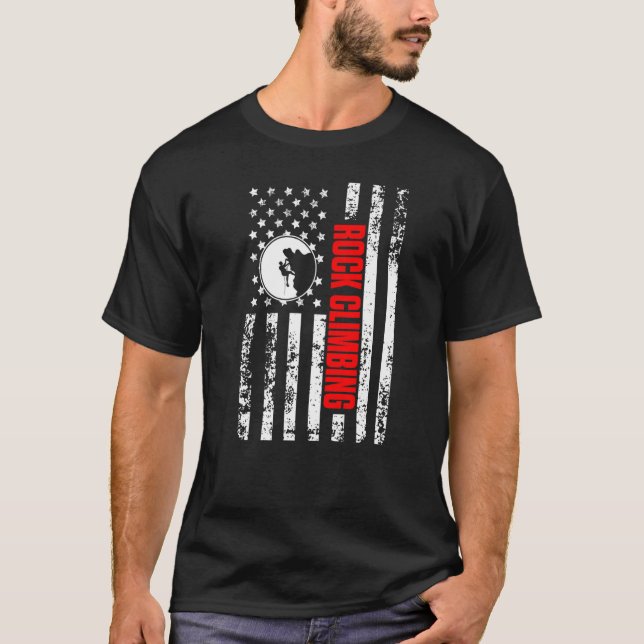Camiseta US American Flag Sports Patriotic Rock Climbing Pr (Frente)