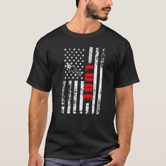 Camiseta US American Flag Winter Sports Patriotic Luge Prem (Frente)
