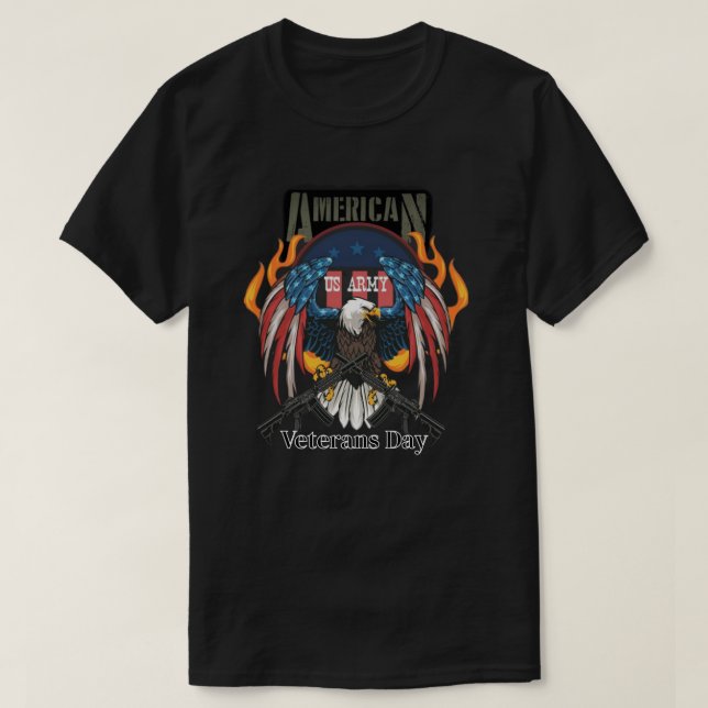 Camiseta US Army eagle shirt, and veterans' machine guns (Frente do Design)