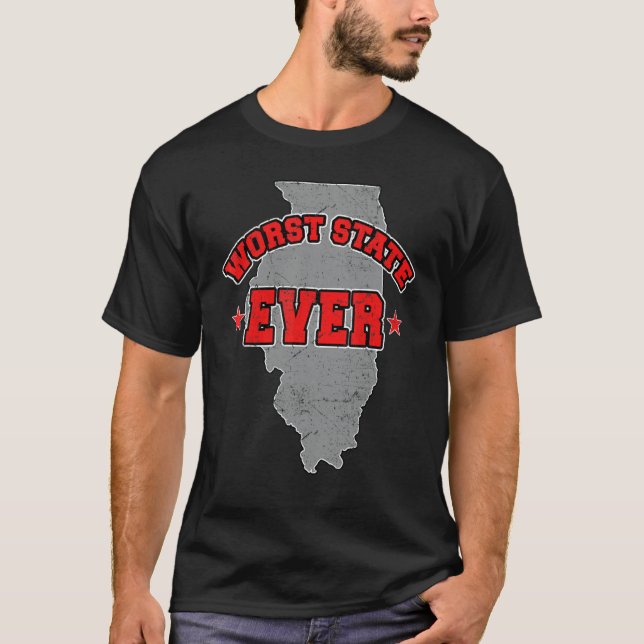 Camiseta US Citizen Proud America Land Map Worst State Illi (Frente)