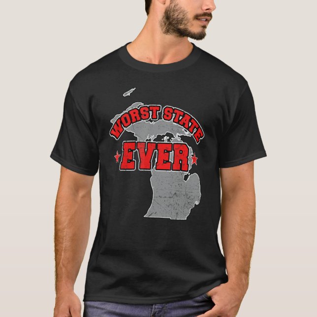 Camiseta US Citizen Proud America Land Map Worst State Mich (Frente)