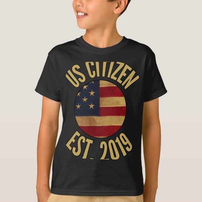 Camiseta Us Citizenship 2019 Gif American Flag Usa  (Frente)