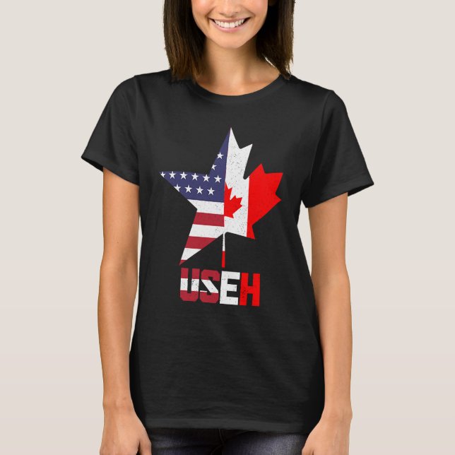 Camiseta US En Canada Canadian American Flag Pride Patrioti (Frente)