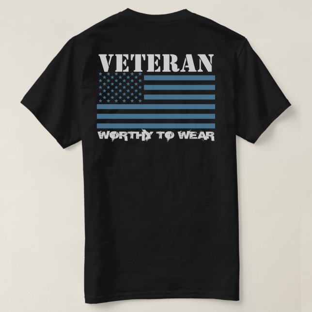 Camiseta US Flag AIR FORCE BLUE - Veteran - digno de Visto (Verso do Design)