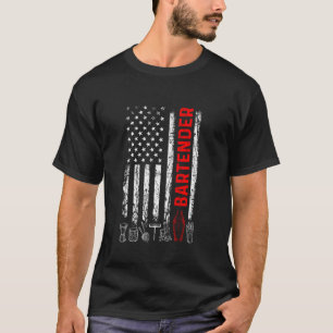Camiseta US Flag Bartender - Próprio Tapster Bartening Bar 