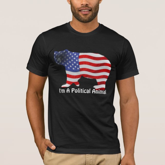 Camiseta US FLAG & BEAR T-Shirt Política ao estilo american (Frente)