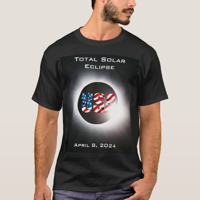 Camiseta US FLAG Elipse solar total, 8 de abril de 2024 (Frente)