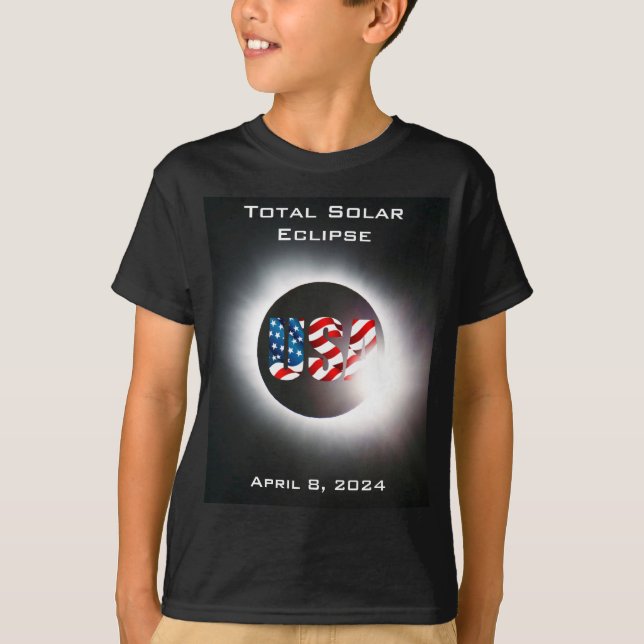 Camiseta US FLAG Elipse solar total, 8 de abril de 2024 (Frente)
