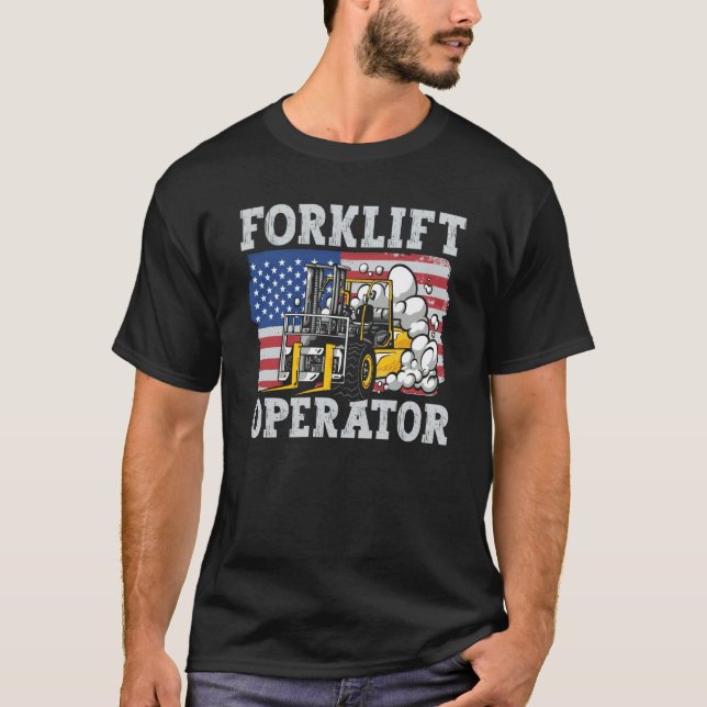 Camiseta Us Flag Forklift Operator (Frente)