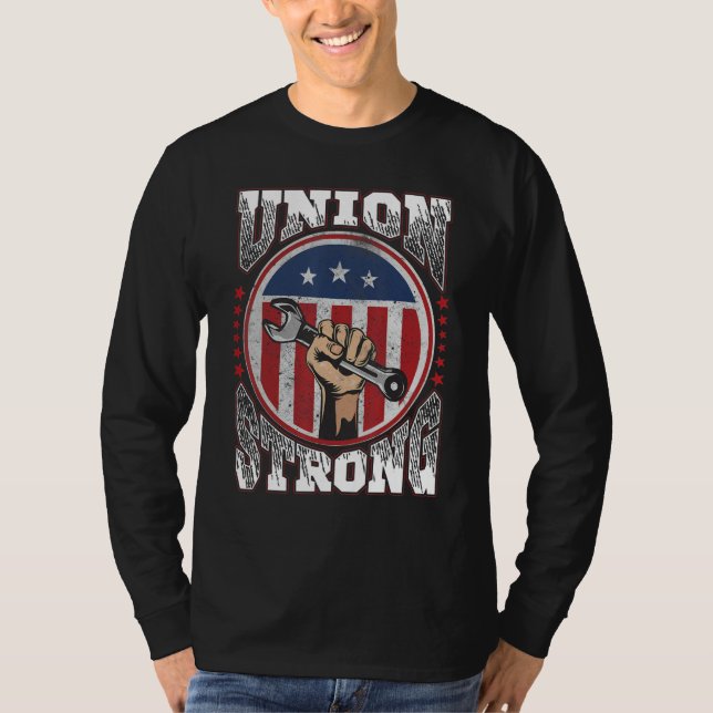 Camiseta US Flag Happy Labor Day Union Strong Labor Day Cel (Frente)