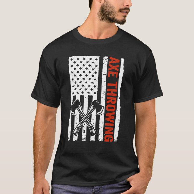 Camiseta US Flag Hatchet Axe Throwing (Frente)