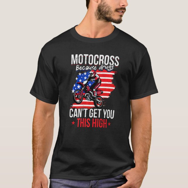 Camiseta US Flag MX Motocross because drugs cant get you th (Frente)