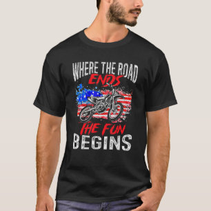 Camiseta US Flag MX Motocross Onde a estrada termina a dive