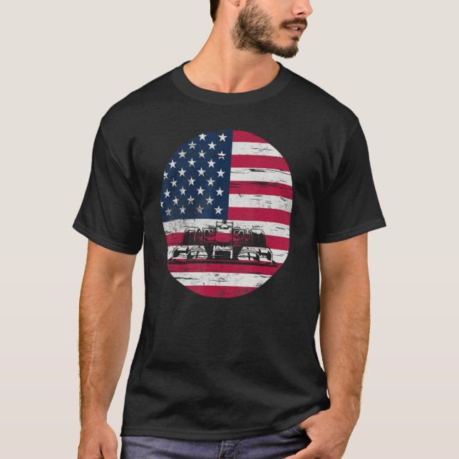Camiseta US Flag Patriot Formula Racing Lovers Car Fan_2 (Frente)