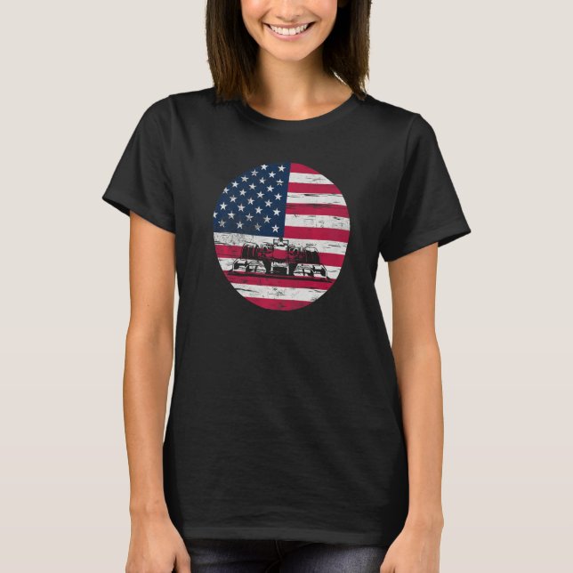 Camiseta US Flag Patriot Formula Racing Lovers Car Fan Prem (Frente)
