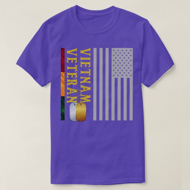 Camiseta US Flag Patriótico Americano Presente Vietnã Veter (Frente do Design)