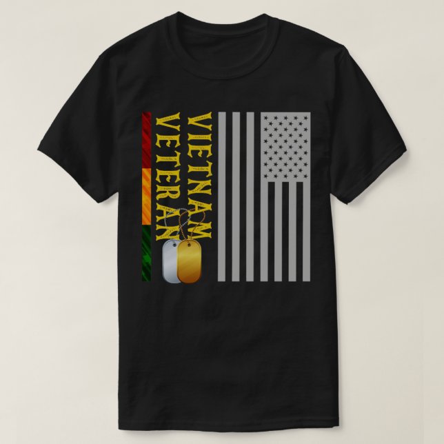 Camiseta US Flag Patriótico Americano Presente Vietnã Veter (Frente do Design)