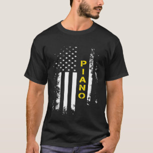 Camiseta US Flag Piano American Flag Pianist Music Piada