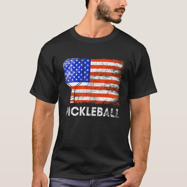Camiseta US Flag Pickleball Player Paddleball Lover_2 (Frente)