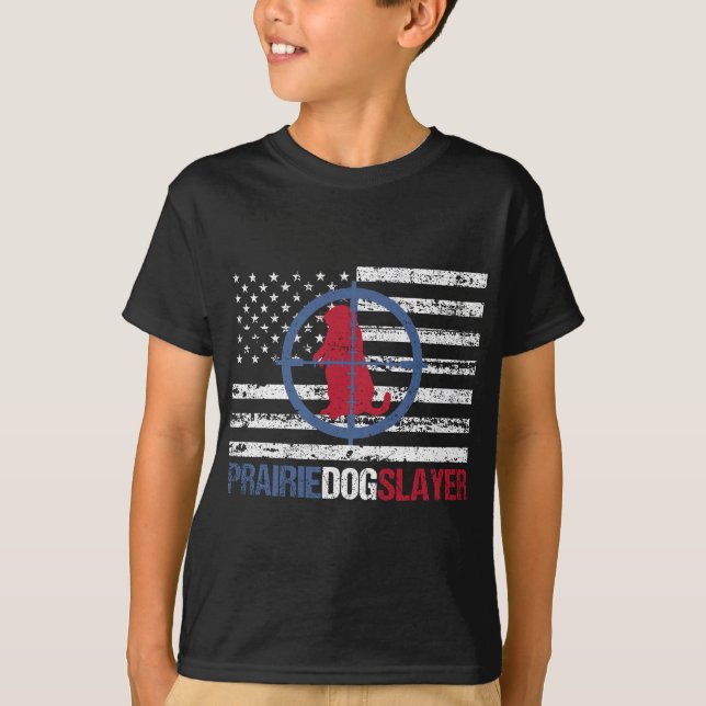 Camiseta US Flag Prairie Dog Hunting Prairie Dog Slayer (Frente)