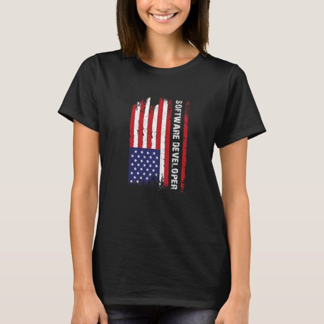 Camiseta US Flag Programmer Programming Expert Software Dev (Frente)