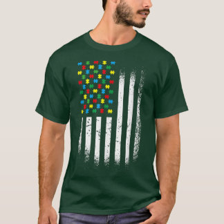 Camiseta US Flag Puzzle Autism Awareness 