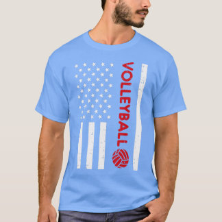 Camiseta US Flag Red Volleyball Vintage Patriotic Men Women