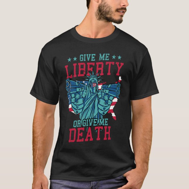 Camiseta US Flag Statue of Liberty 4th of July Quote Give m (Frente)