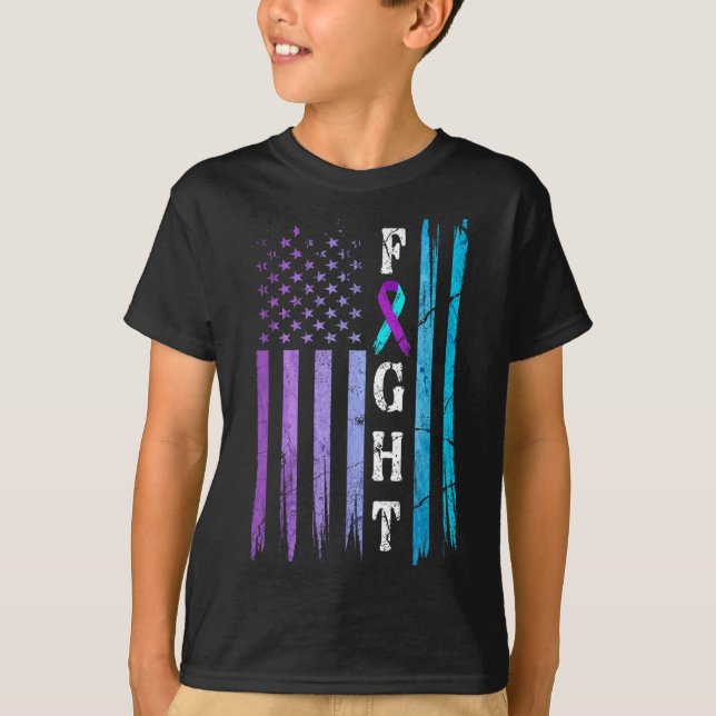 Camiseta Us Flag Suicide Prevention Awareness Fight Wear Pu (Frente)