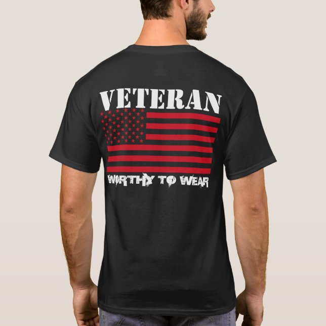 Camiseta US Flag USMC RED - Veterano - Digno para Vestir (Verso)