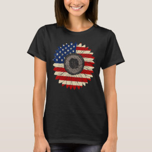 Camiseta US Flag Vintage Sunflower Lepard Patriotic 4th Of