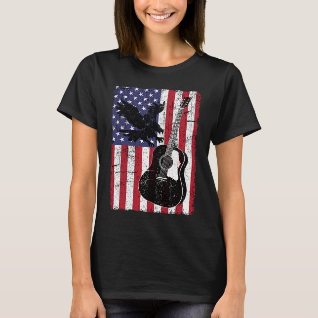 Camiseta US Flag Violão Acoutico Águia Americana Desapontad (Frente)