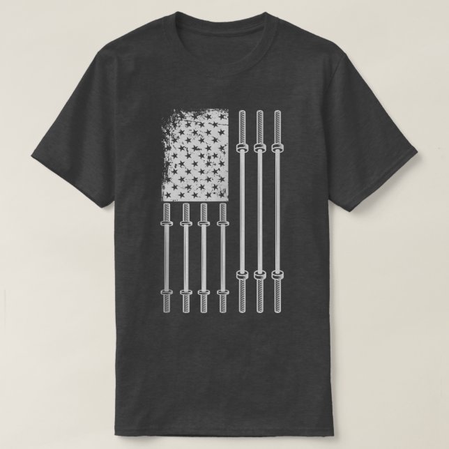 Camiseta US Flag Weising Barbell Patriotic Love Fitne (Frente do Design)