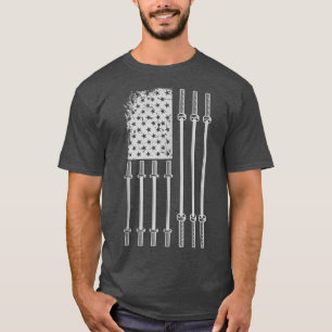 Camiseta US Flag Weising Barbell Patriotic Love Fitne