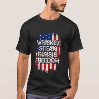 Camiseta US Flag, Whiskey Steak Guns & Freedom, Patrioti do