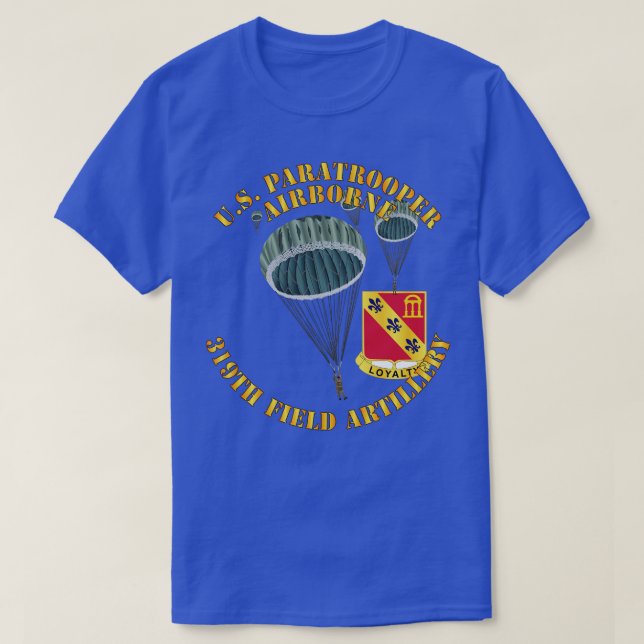 Camiseta US Paratrooper 319º Artilharia em Campo DUI (Frente do Design)