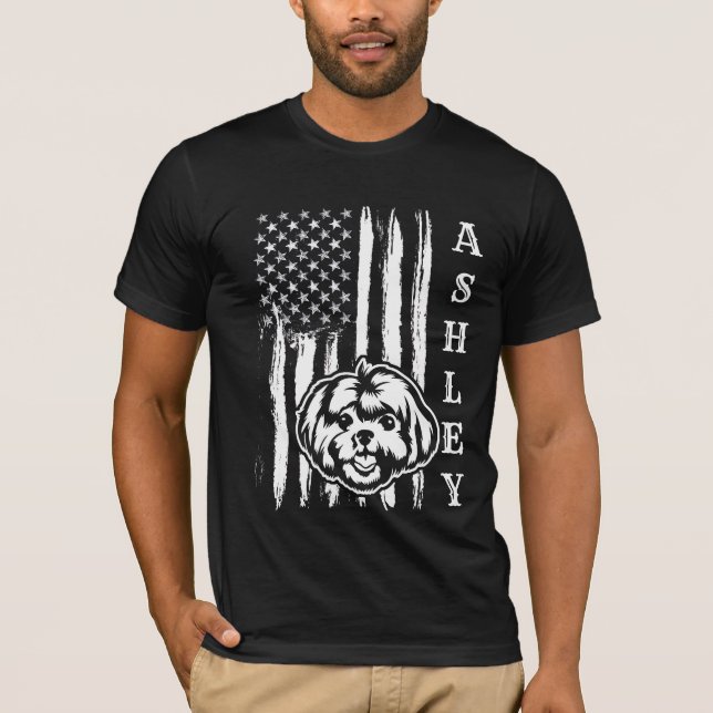 Camiseta US Patriot maltês Dog US Pet (Frente)