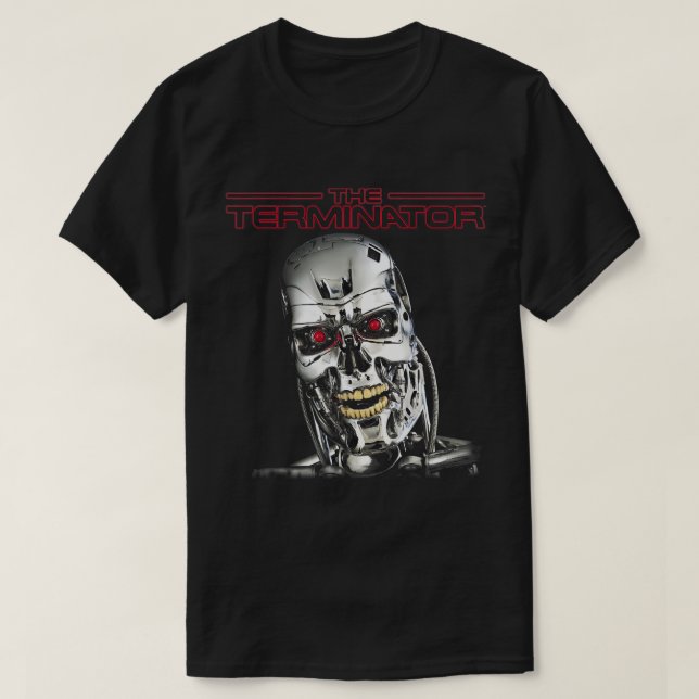 Camiseta US The Terminator T-800 Head 01 Black T-Shirt (Frente do Design)