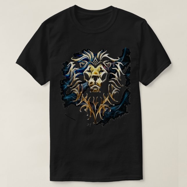 Camiseta US Warcraft +Logo Alliance Saturated 01 Black (Ali (Frente do Design)