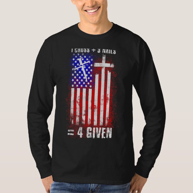 Camiseta Usa 1 Cross 3 Unhas Perdoadas Páscoa Cristã Amer (Frente)
