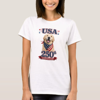 Camiseta USA 250º Aniversário Golden Retriever Mulher