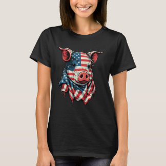 Camiseta USA 4º De Julho Porco Sobre Porco Americano Patrió