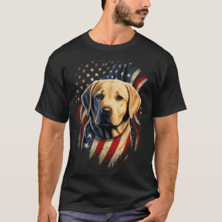 Camiseta Usa 4 De Julho Amarelo Labrador Americano Patrióti