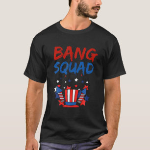 Camiseta USA 4 De Julho Bang Squad Fireworks Com Número 4